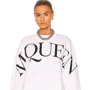 Alexander McQueen Oversized Logo Sweatshirt – White, Made in Italy, L
